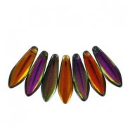Czech Glass Daggers beads 5x16mm Crystal magic copper